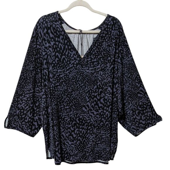 NWT NYDJ perfect tee in plus size boho tunic three quarter sleeves animal 4X - Picture 1 of 11
